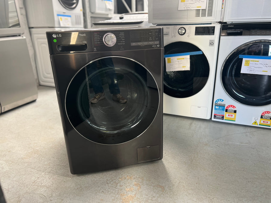 Factory second LG WV10-1412B Series 10 12kg Autodose Front Load Washing Machine (Black) - Second Hand Appliances Geebung
