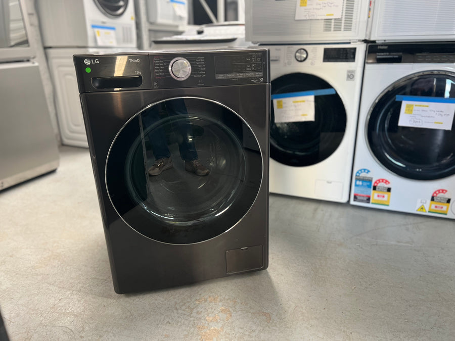 Factory second LG WV10-1412B Series 10 12kg Autodose Front Load Washing Machine (Black) - Second Hand Appliances Geebung