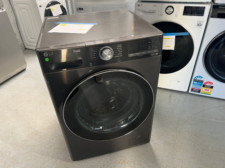Factory second LG WV10-1412B Series 10 12kg Autodose Front Load Washing Machine (Black) - Second Hand Appliances Geebung