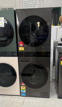 Thumbnail for Factory second LG WashTower™ -12kg/9kg All-In-One Stacked Washer Dryer Platinum Black WWT-1209B - Second Hand Appliances Geebung