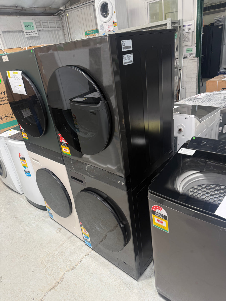 Factory second LG WashTower™ -12kg/9kg All-In-One Stacked Washer Dryer Platinum Black WWT-1209B - Second Hand Appliances Geebung