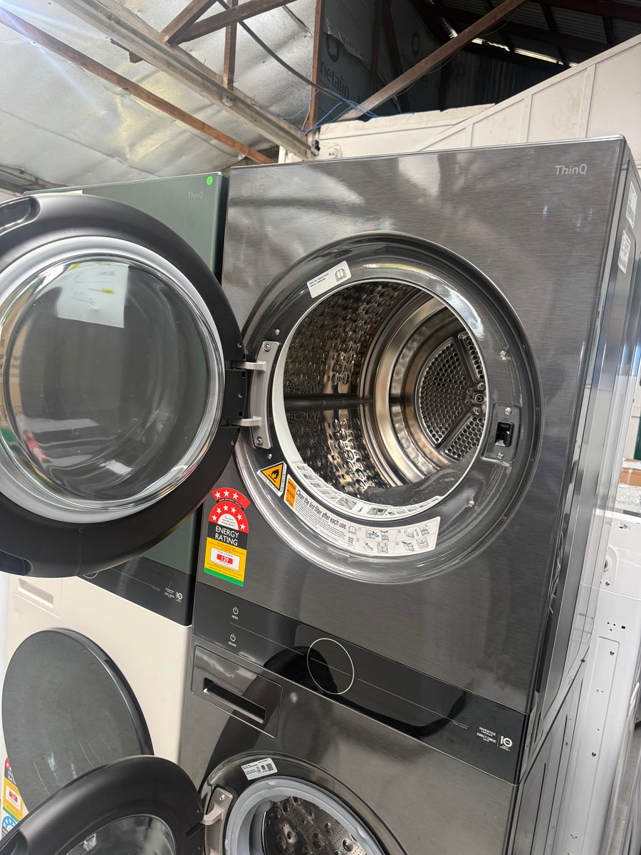 Factory second LG WashTower™ -12kg/9kg All-In-One Stacked Washer Dryer Platinum Black WWT-1209B - Second Hand Appliances Geebung