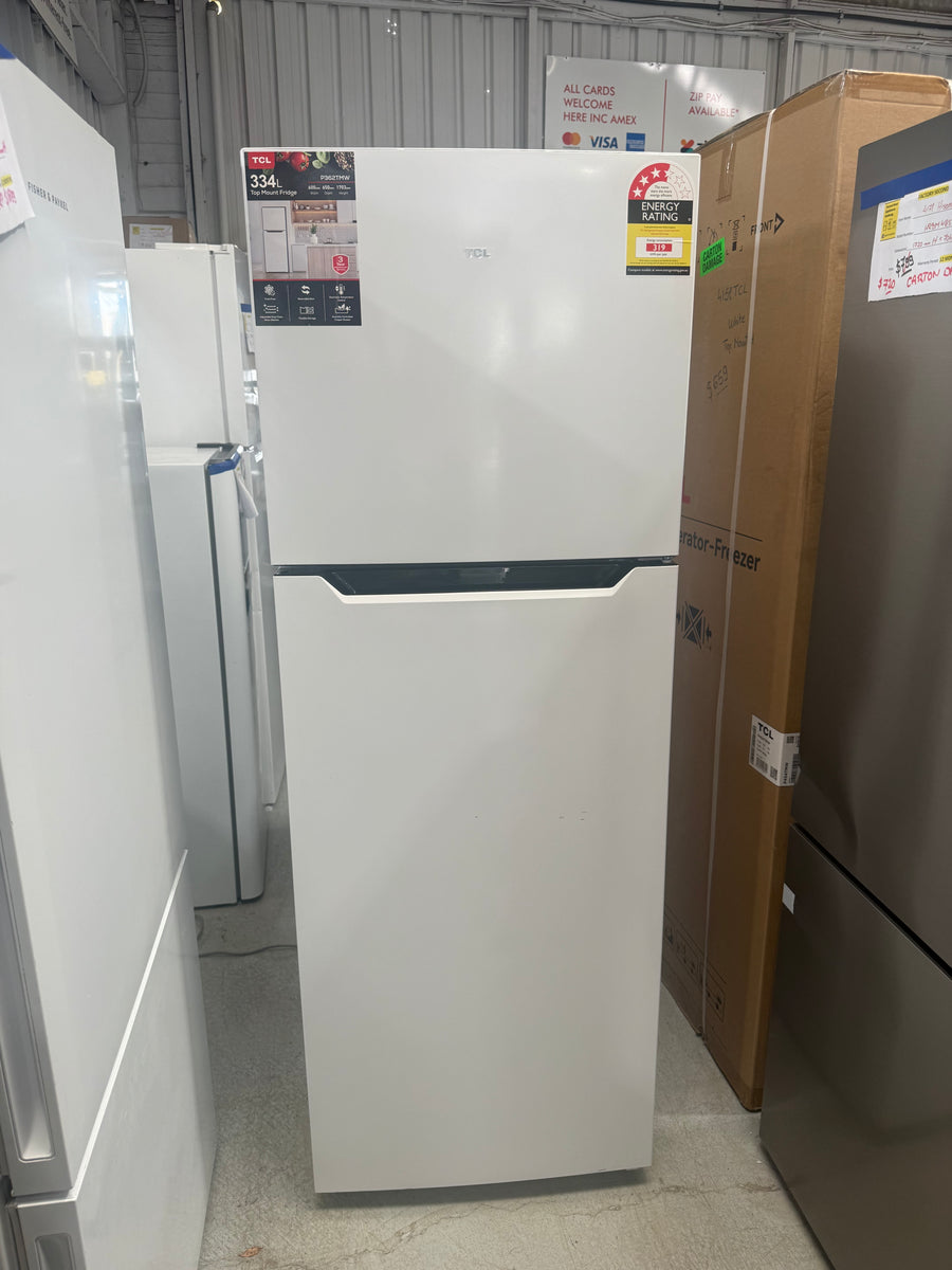 Factory second TCL 362L Top Mount Refrigerator – White (P362TMW) - Second Hand Appliances Geebung