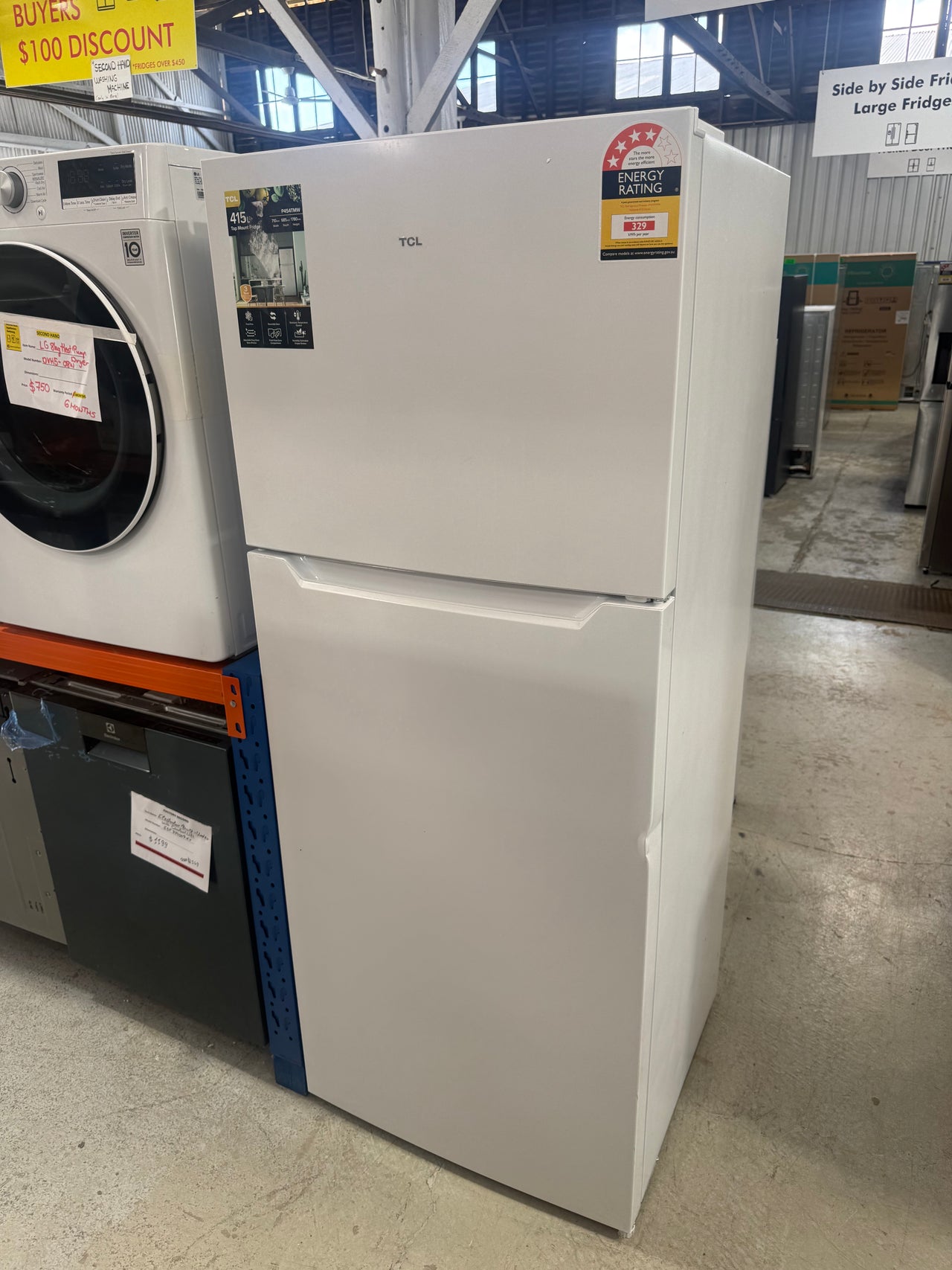 Factory second TCL 415 L Top Mount Refrigerator – Model: P454TMW (White) - Second Hand Appliances Geebung