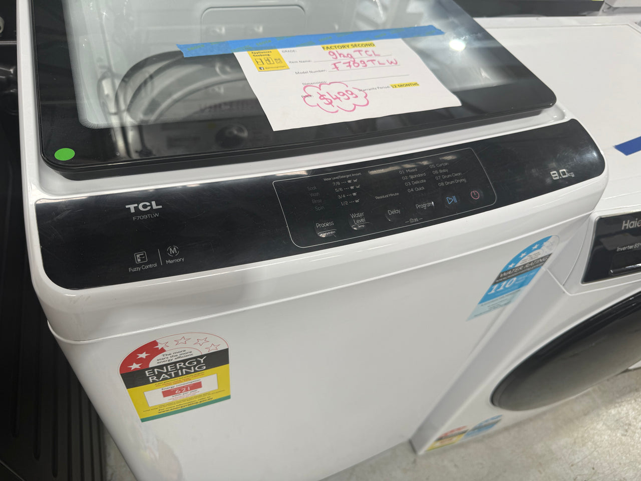 Factory second TCL F709TLW 9 kg Top-Load Washing Machine - Second Hand Appliances Geebung