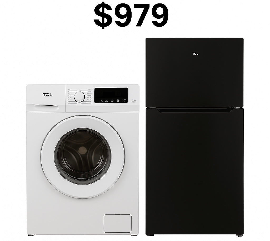 Factory second 🔥 TCL Combo Deal – Only $979! 🔥 415L TCL top mounted refrigerator + 7.5kg TCL front loader - Second Hand Appliances Geebung