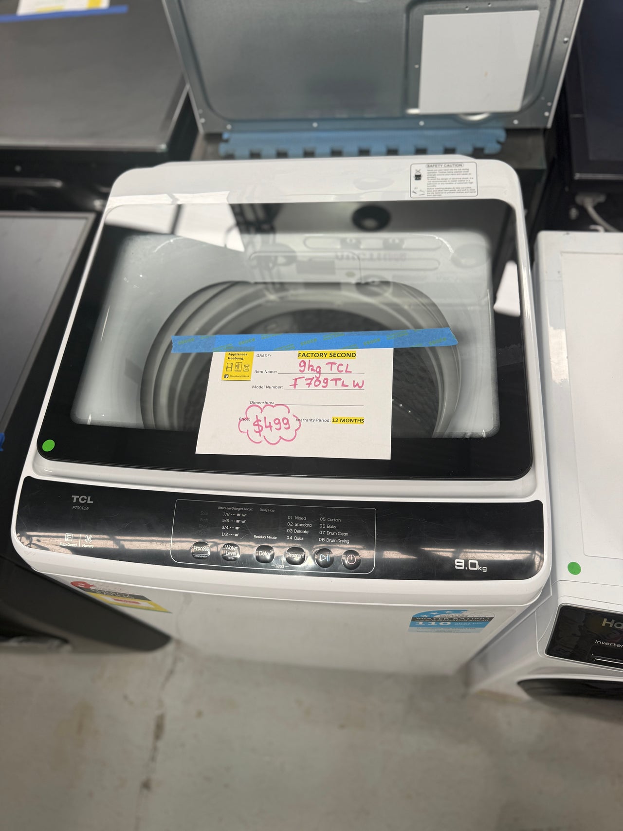 Factory second TCL F709TLW 9 kg Top-Load Washing Machine - Second Hand Appliances Geebung