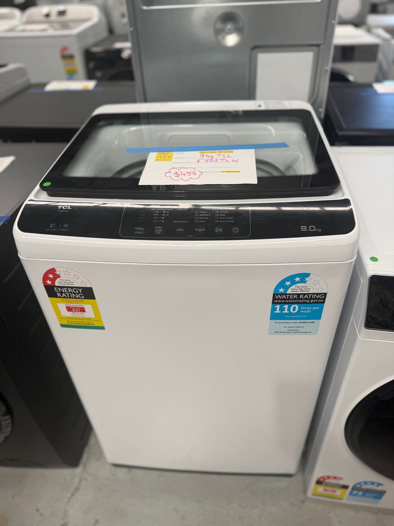 Factory second TCL F709TLW 9 kg Top-Load Washing Machine - Second Hand Appliances Geebung