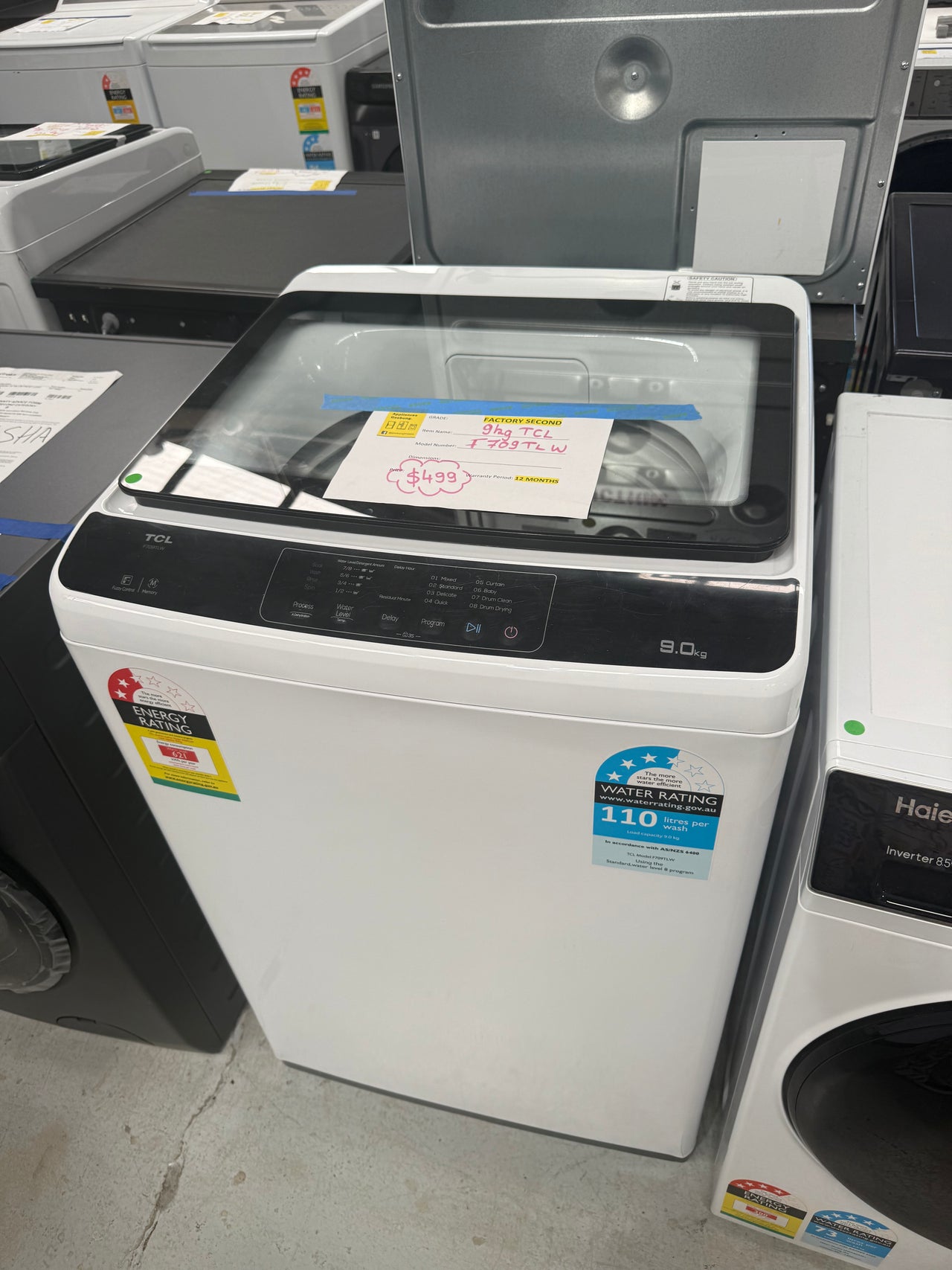 Factory second TCL F709TLW 9 kg Top-Load Washing Machine - Second Hand Appliances Geebung