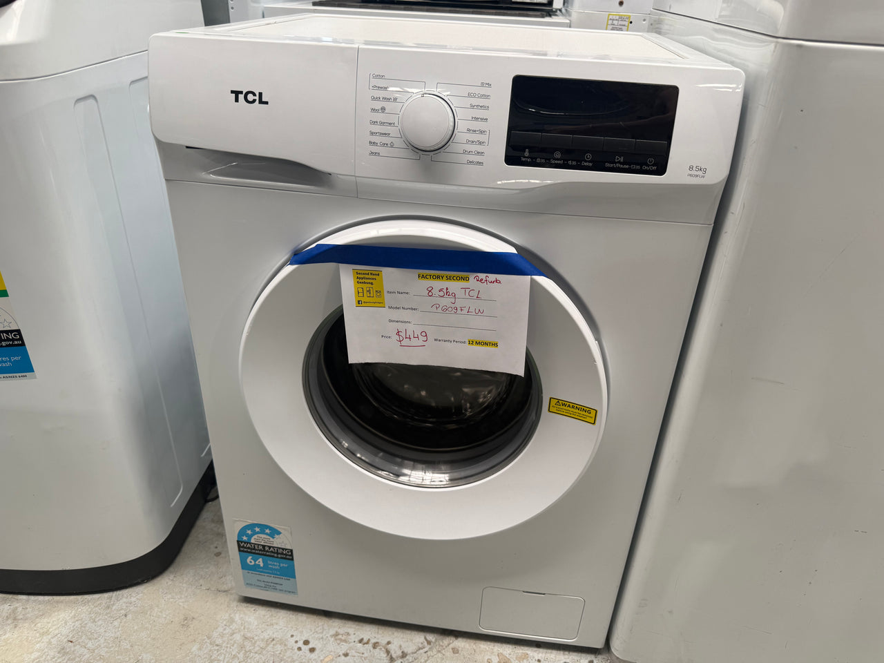 Buy Factory second TCL P609FLW 8.5kg Front Load Washing Machine – White |  | [product_variant] | Second Hand Appliances Geebung Brisbane