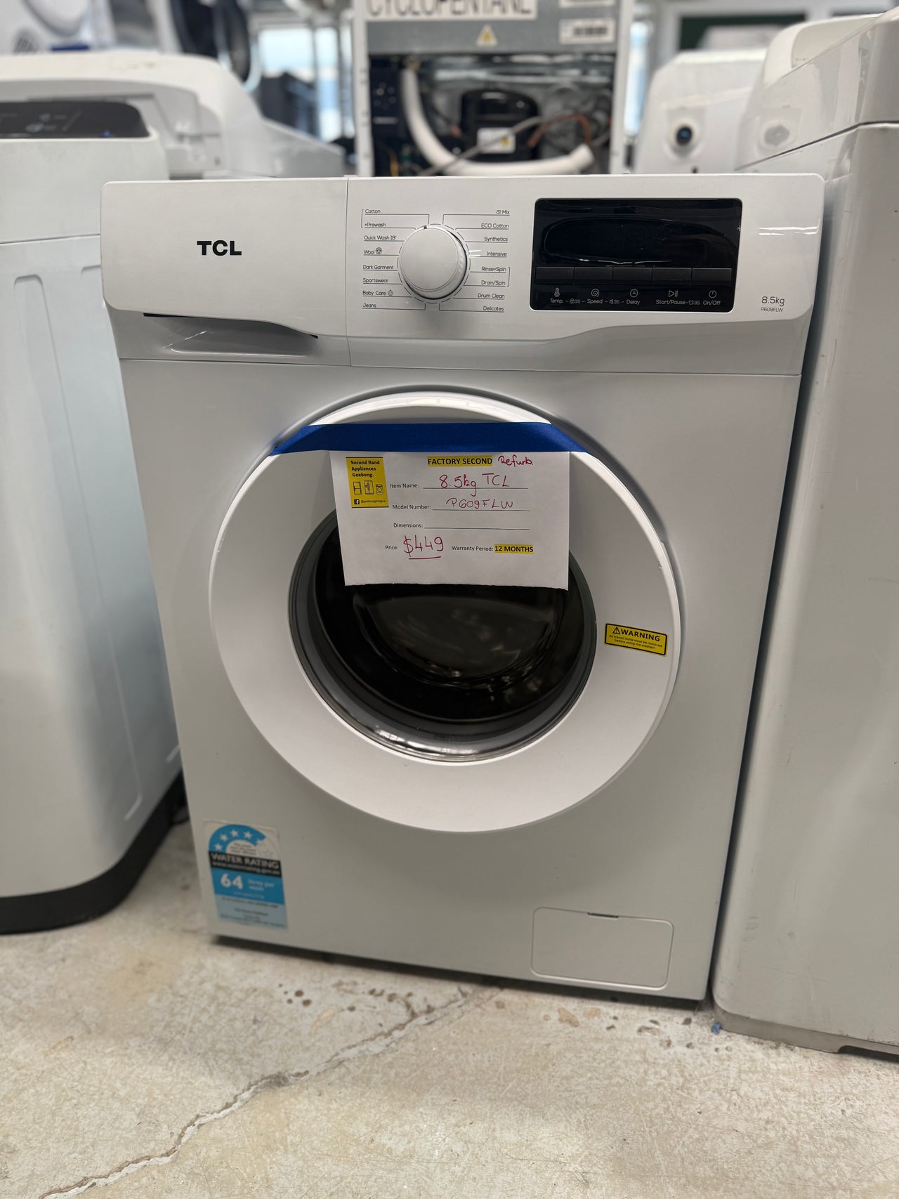 Buy Factory second TCL P609FLW 8.5kg Front Load Washing Machine – White |  | [product_variant] | Second Hand Appliances Geebung Brisbane