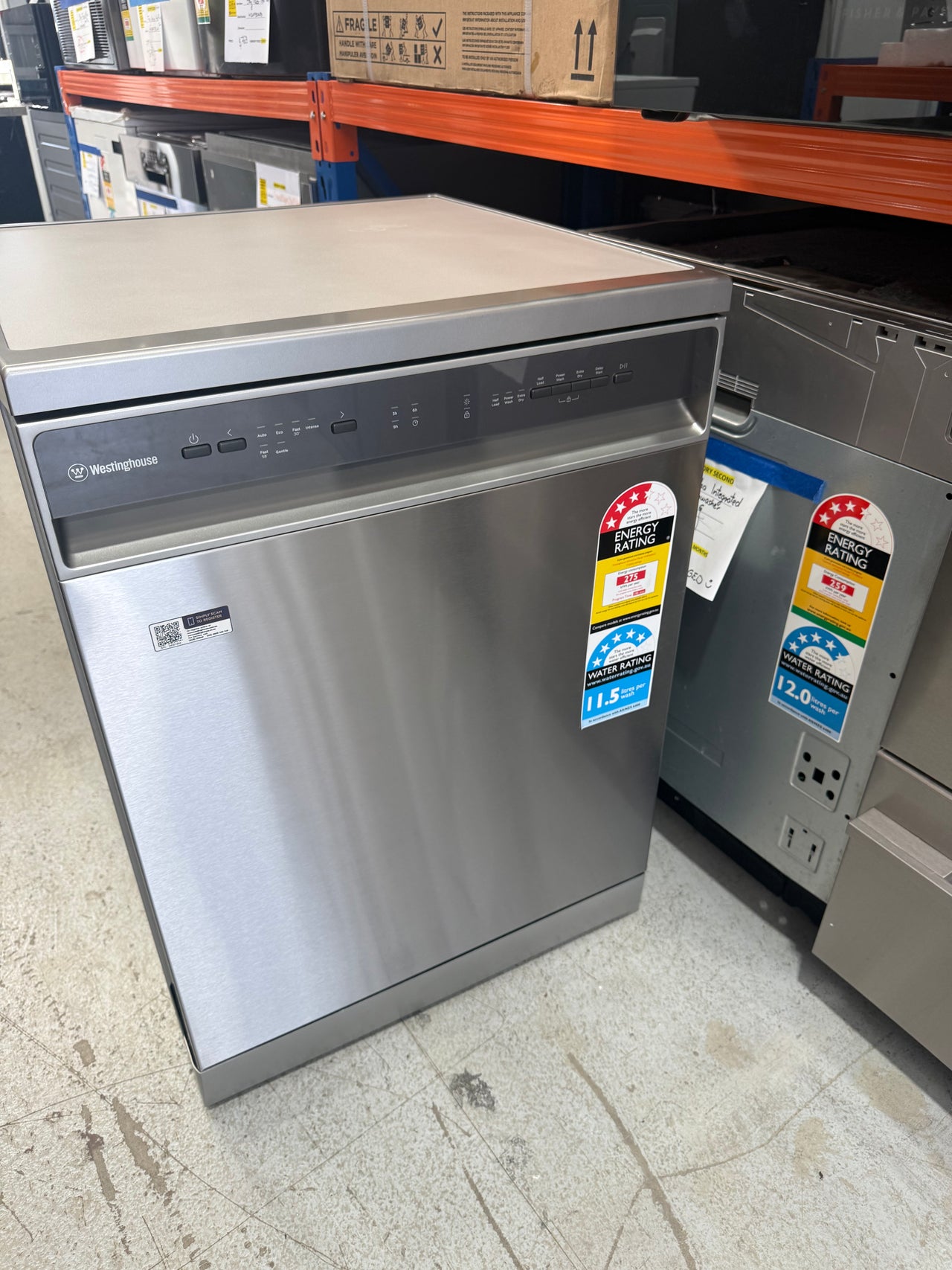 Factory second Warranty Westinghouse 60cm Stainless Steel Freestanding Dishwasher WSF6602XC - Second Hand Appliances Geebung