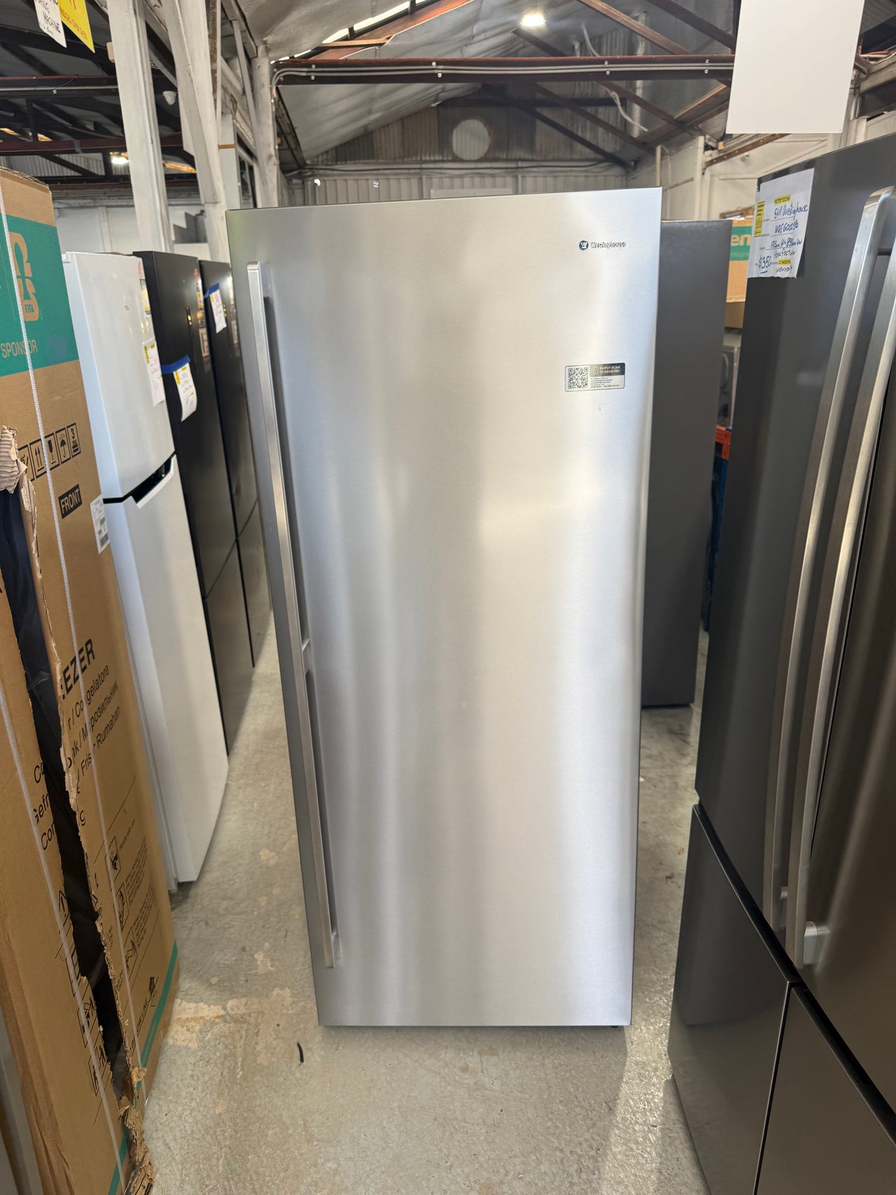 Factory second Westinghouse 466L Single Door Upright Fridge – Stainless Steel Model: WRB5004SC(NAT) - Second Hand Appliances Geebung