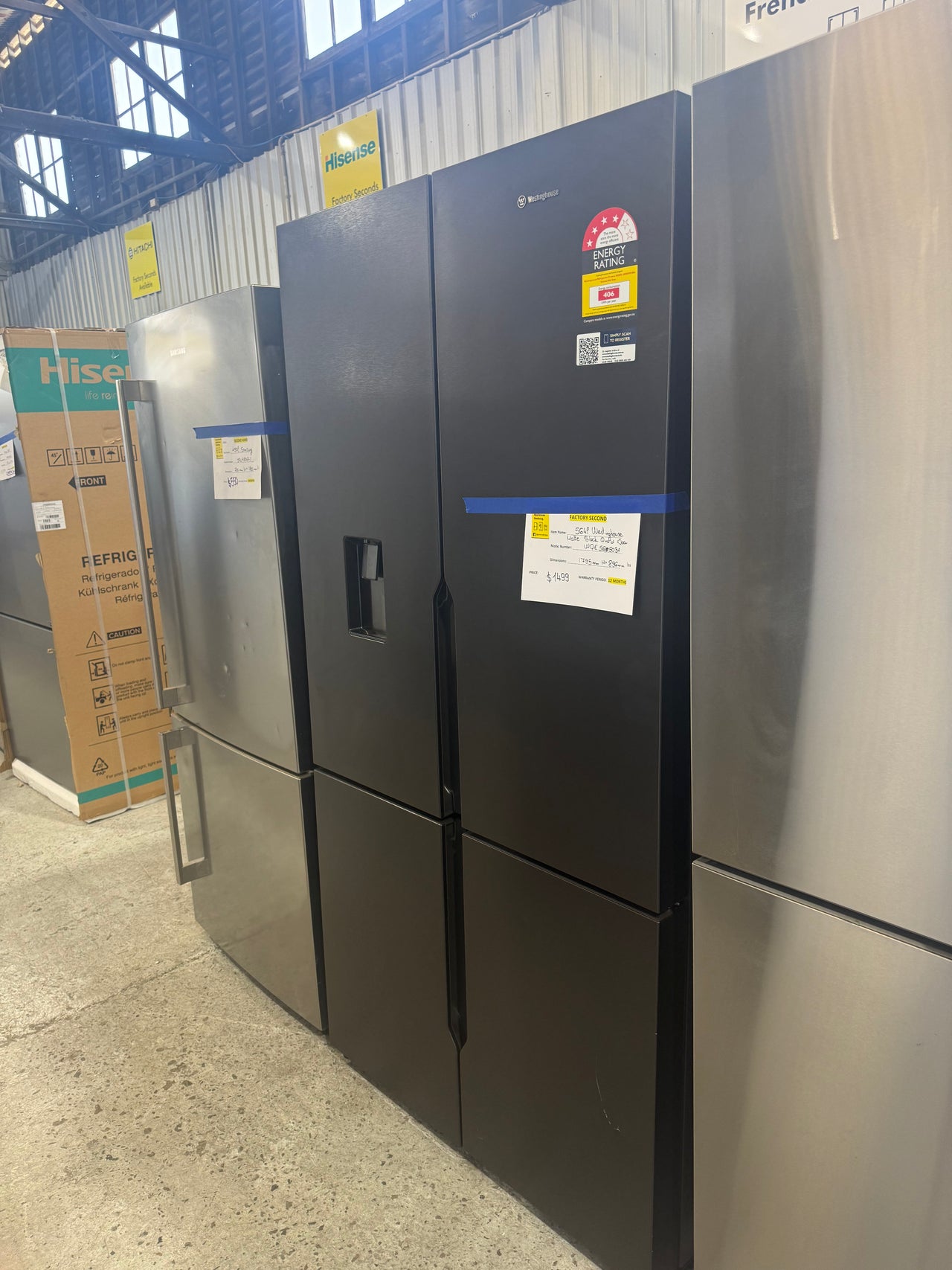 Factory second Westinghouse 564L French Door Refrigerator  Model: WQE5650BA - Second Hand Appliances Geebung