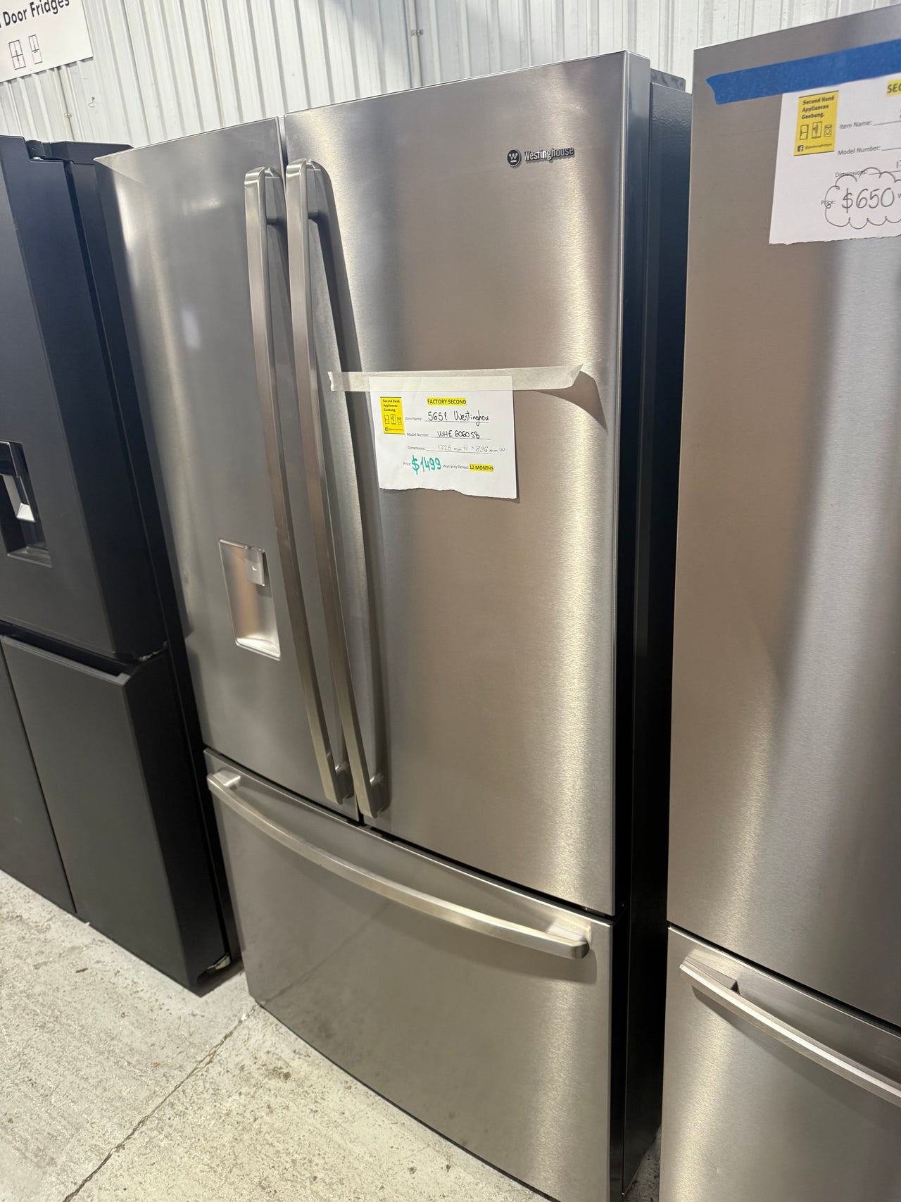 Factory second Westinghouse 605L Side by Side Fridge – Stainless Steel WHE6060SB - Second Hand Appliances Geebung