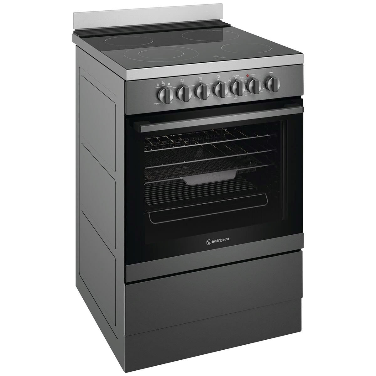 Factory second Westinghouse 60cm Electric Freestanding Oven with Ceramic Cooktop – Dark Stainless Steel WFE646DSCB - Second Hand Appliances Geebung