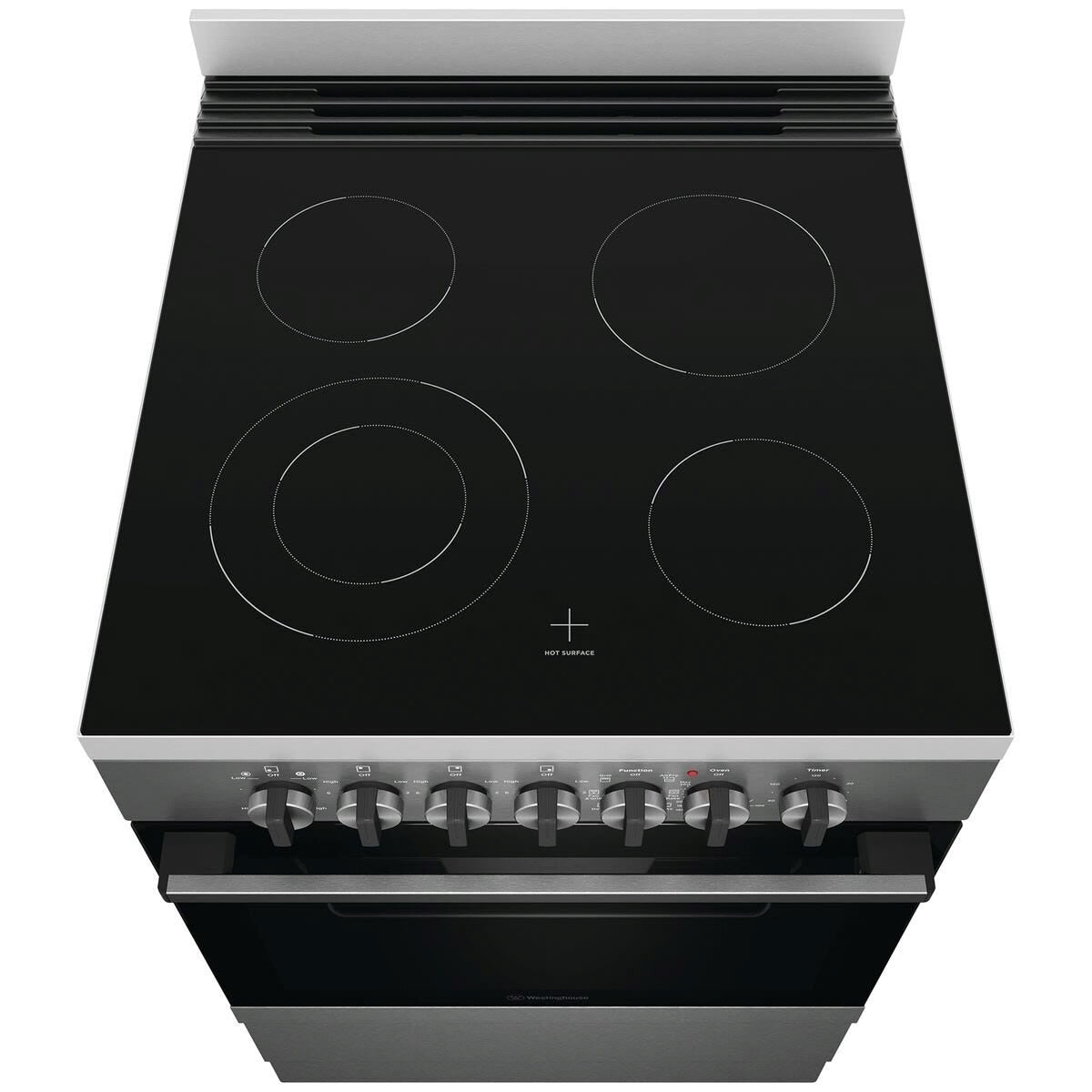 Factory second Westinghouse 60cm Electric Freestanding Oven with Ceramic Cooktop – Dark Stainless Steel WFE646DSCB - Second Hand Appliances Geebung