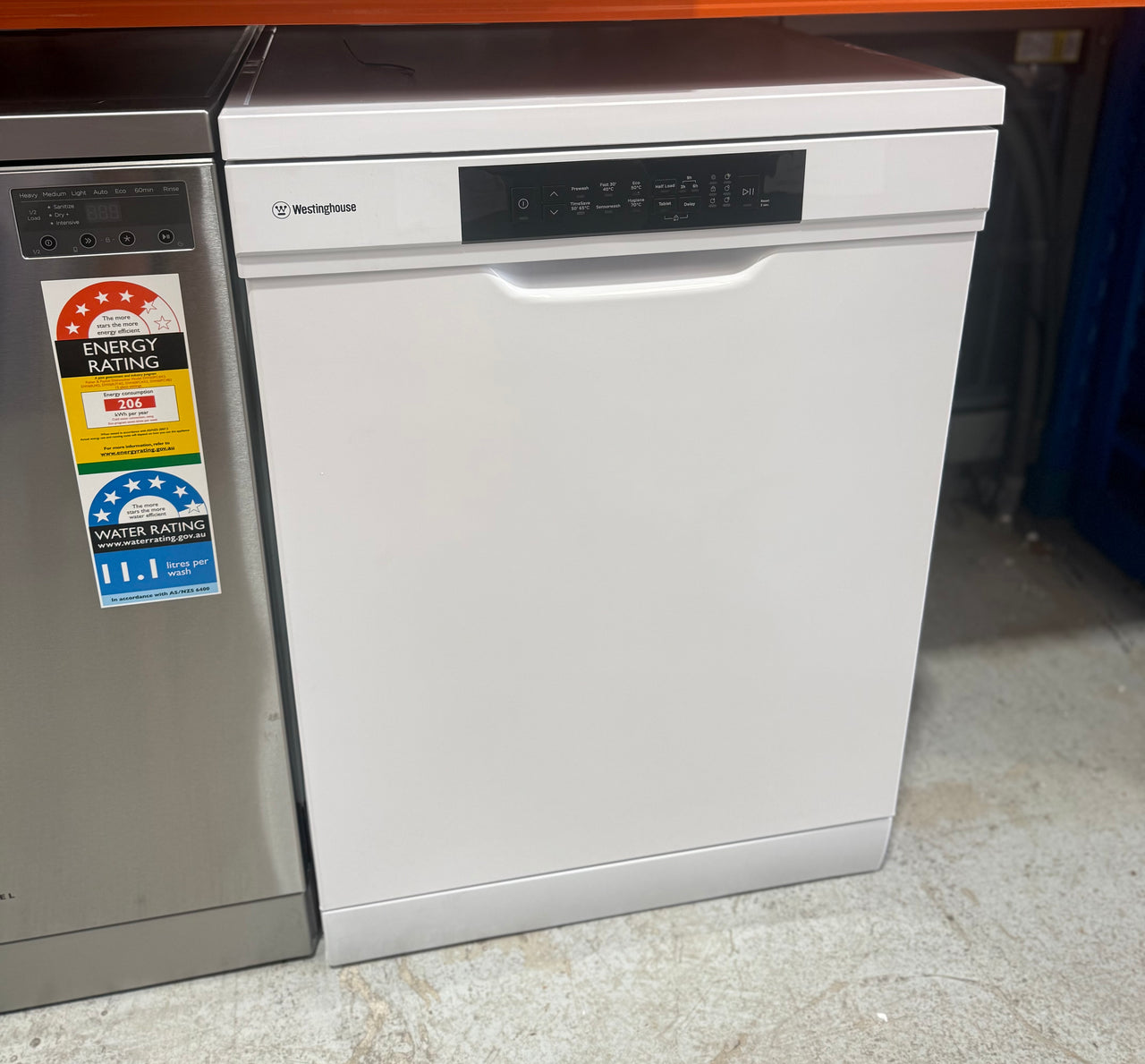 Factory second Westinghouse 60cm Freestanding Sensor Wash Dishwasher White WSF6604WB - Second Hand Appliances Geebung