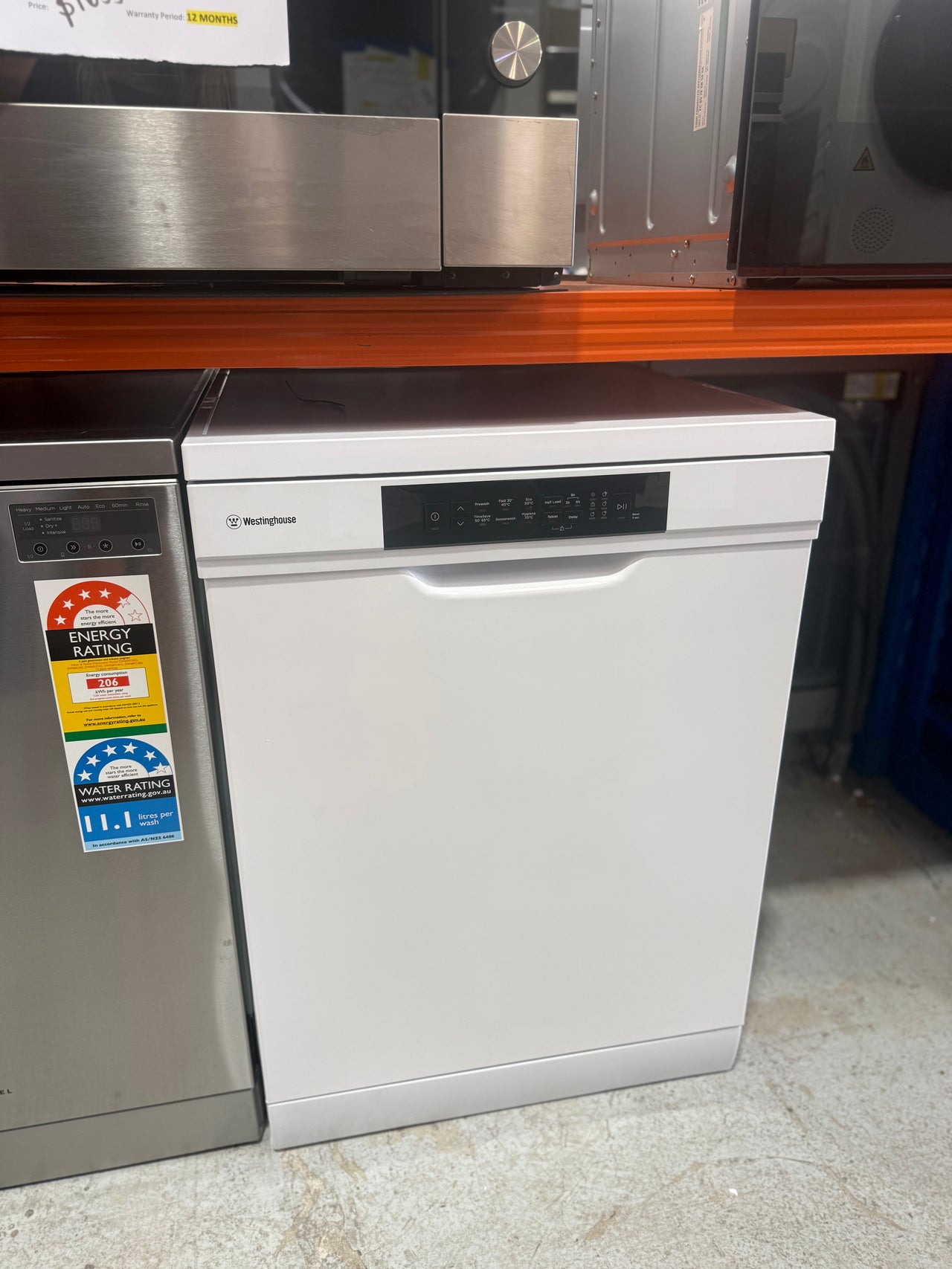 Factory second Westinghouse 60cm Freestanding Sensor Wash Dishwasher White WSF6604WB - Second Hand Appliances Geebung