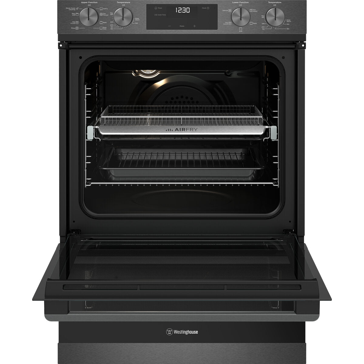 Factory second Westinghouse 60cm Multi-Function Double Oven Dark Stainless Steel WVE6526DD(NAT) - Second Hand Appliances Geebung