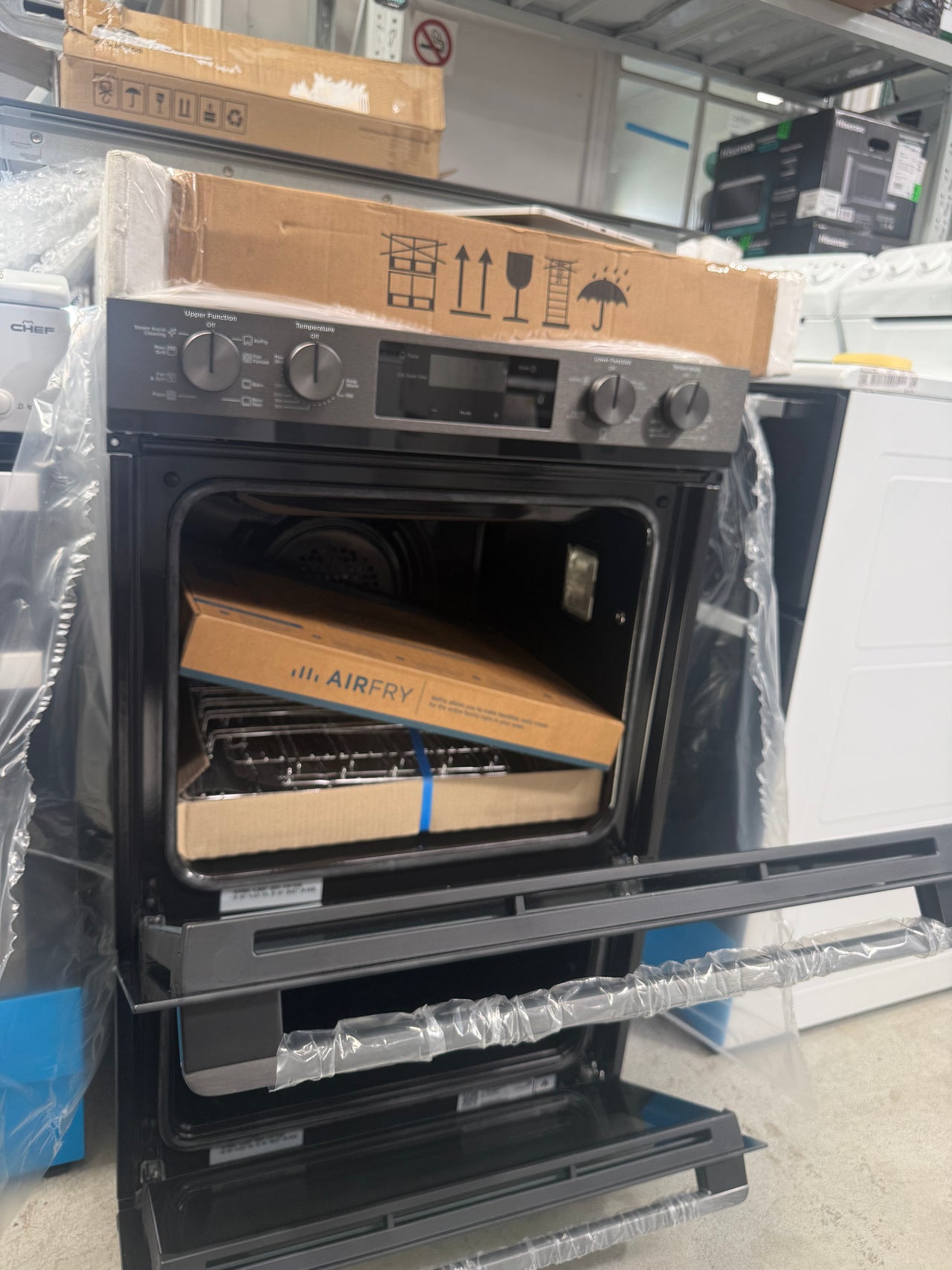 Factory second Westinghouse 60cm Multi-Function Double Oven Dark Stainless Steel WVE6526DD(NAT) - Second Hand Appliances Geebung