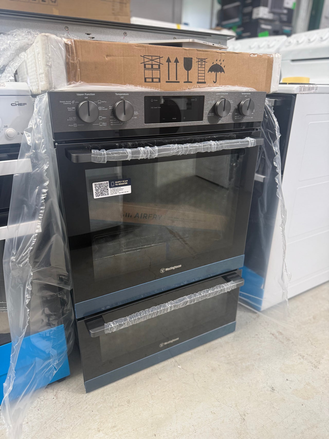 Factory second Westinghouse 60cm Multi-Function Double Oven Dark Stainless Steel WVE6526DD(NAT) - Second Hand Appliances Geebung