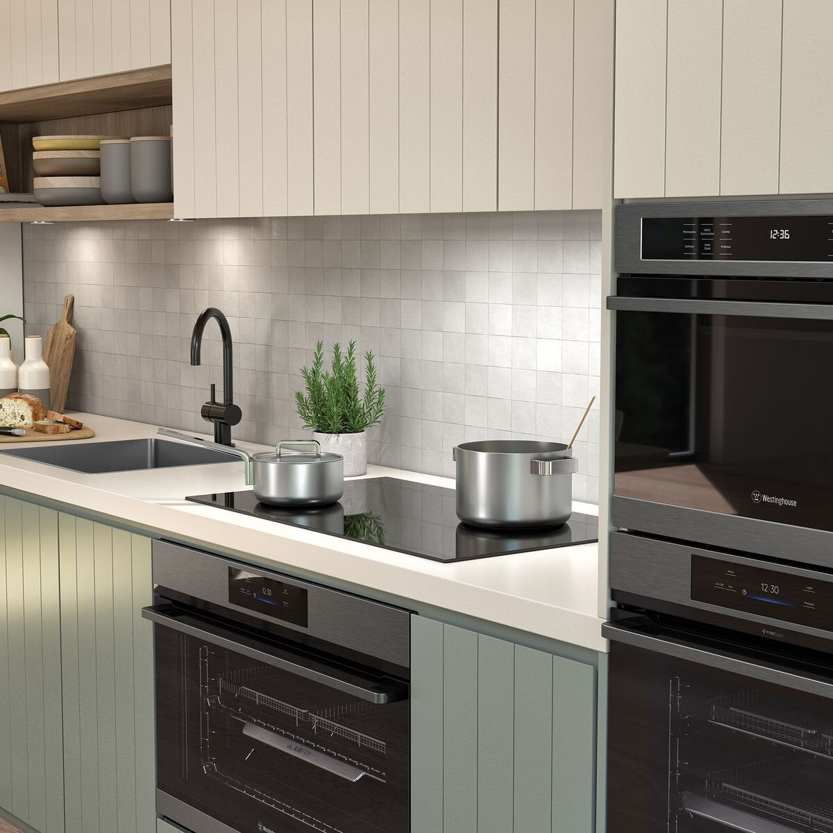 Factory second Westinghouse 90cm Five Zone Induction with Hob2Hood Cooktop WHI955BD - Second Hand Appliances Geebung