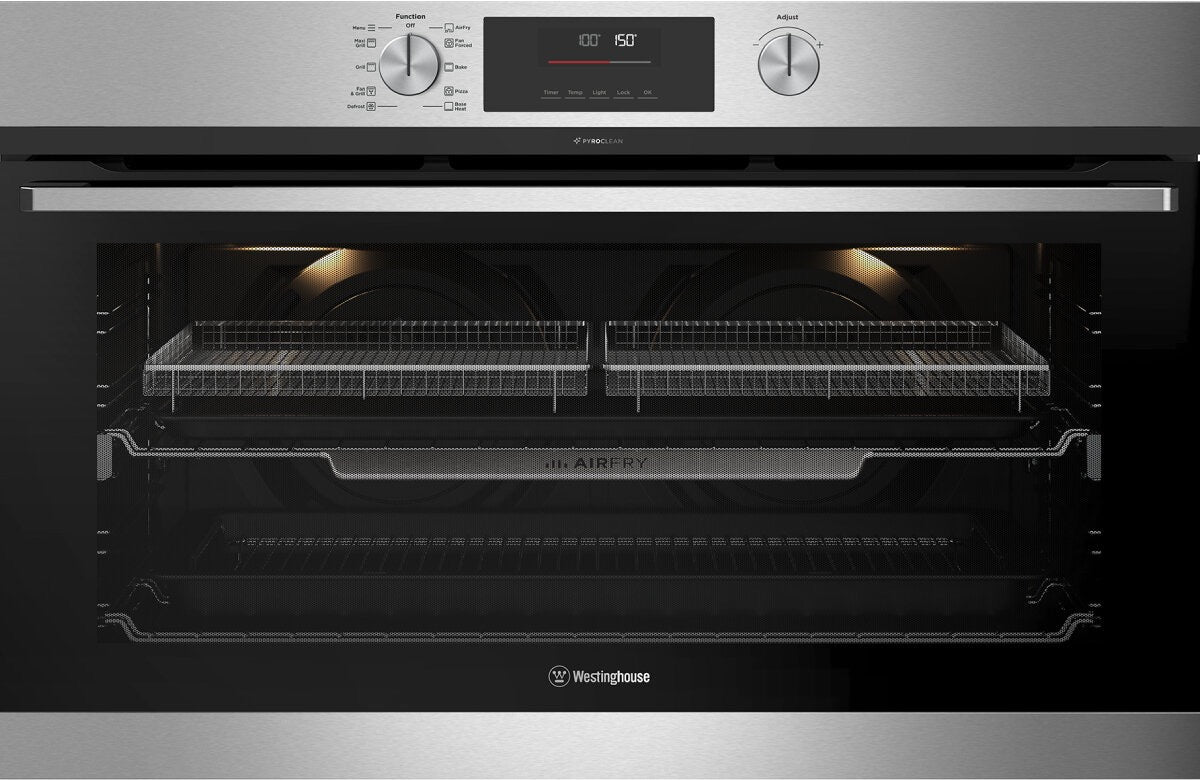 Factory second Westinghouse 90cm Multi-Function Pyrolytic Oven with AirFry Stainless Steel WVEP9716SD - Second Hand Appliances Geebung