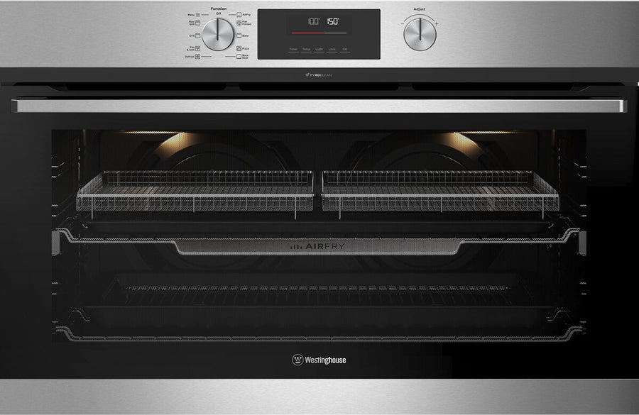 Factory second Westinghouse 90cm Multi-Function Pyrolytic Oven with AirFry Stainless Steel WVEP9716SD - Second Hand Appliances Geebung