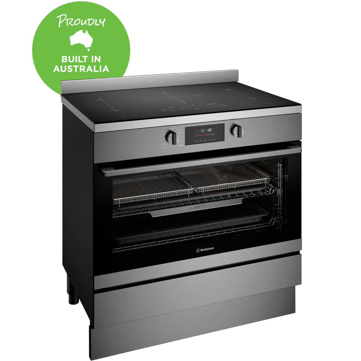 Factory second Westinghouse 90cm Pyrolytic Freestanding Oven with Induction Cooktop & AirFry – Dark Stainless Steel  Model: WFEP9757DD - Second Hand Appliances Geebung