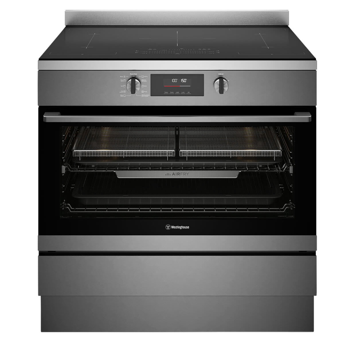 Factory second Westinghouse 90cm Pyrolytic Freestanding Oven with Induction Cooktop & AirFry – Dark Stainless Steel  Model: WFEP9757DD - Second Hand Appliances Geebung