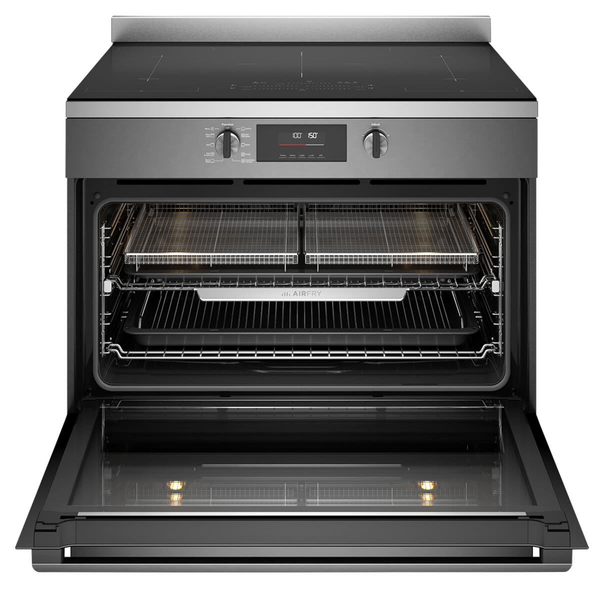 Factory second Westinghouse 90cm Pyrolytic Freestanding Oven with Induction Cooktop & AirFry – Dark Stainless Steel  Model: WFEP9757DD - Second Hand Appliances Geebung