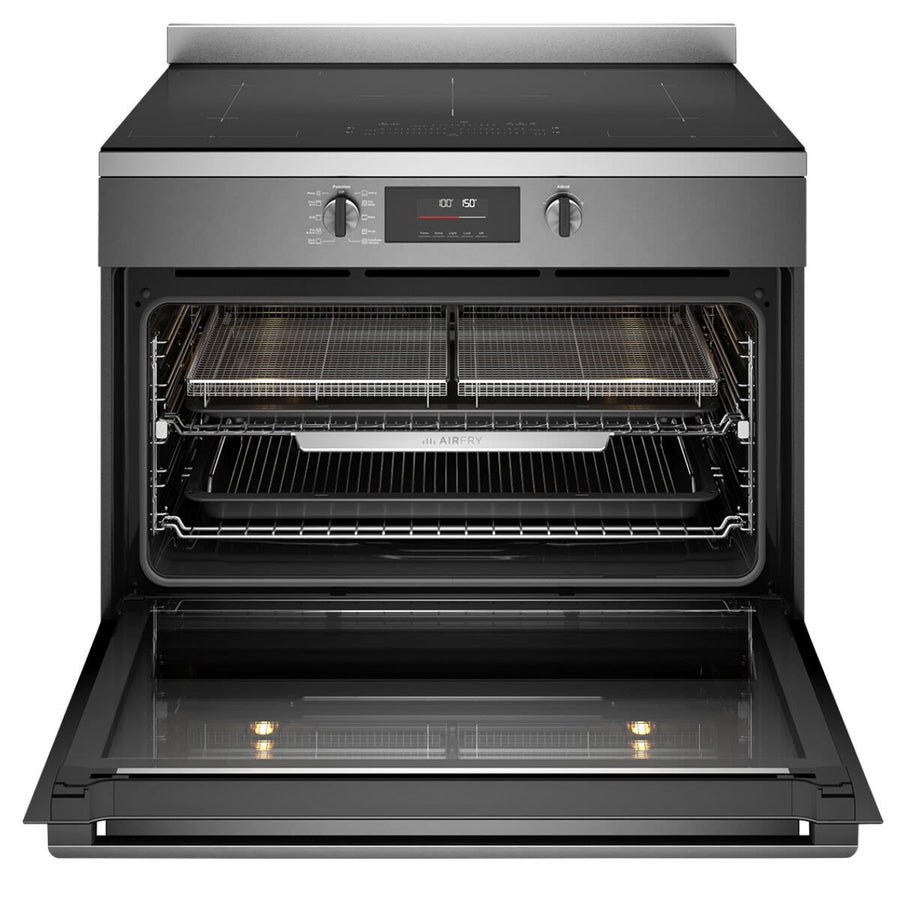 Factory second Westinghouse 90cm Pyrolytic Freestanding Oven with Induction Cooktop & AirFry – Dark Stainless Steel  Model: WFEP9757DD - Second Hand Appliances Geebung