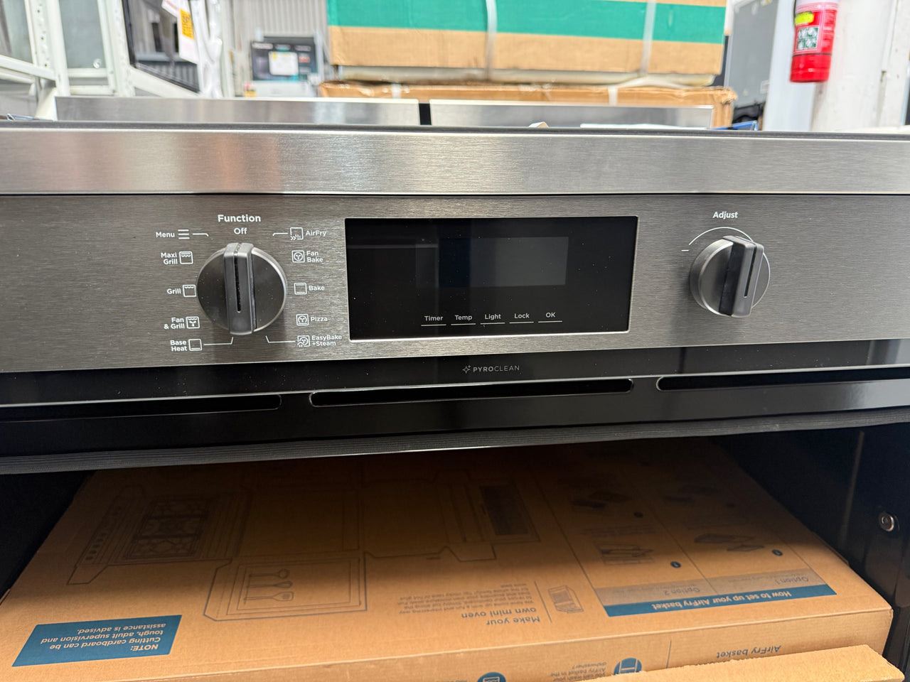 Factory second Westinghouse 90cm Pyrolytic Freestanding Oven with Induction Cooktop & AirFry – Dark Stainless Steel  Model: WFEP9757DD - Second Hand Appliances Geebung