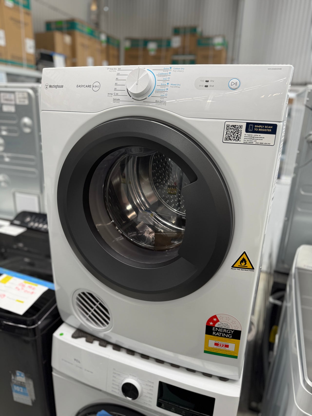 Factory second Westinghouse WDV656N3WB 6.5kg Vented Clothes Dryer - Second Hand Appliances Geebung