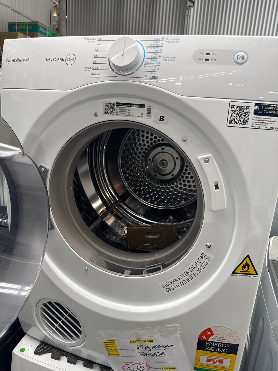 Factory second Westinghouse WDV656N3WB 6.5kg Vented Clothes Dryer - Second Hand Appliances Geebung