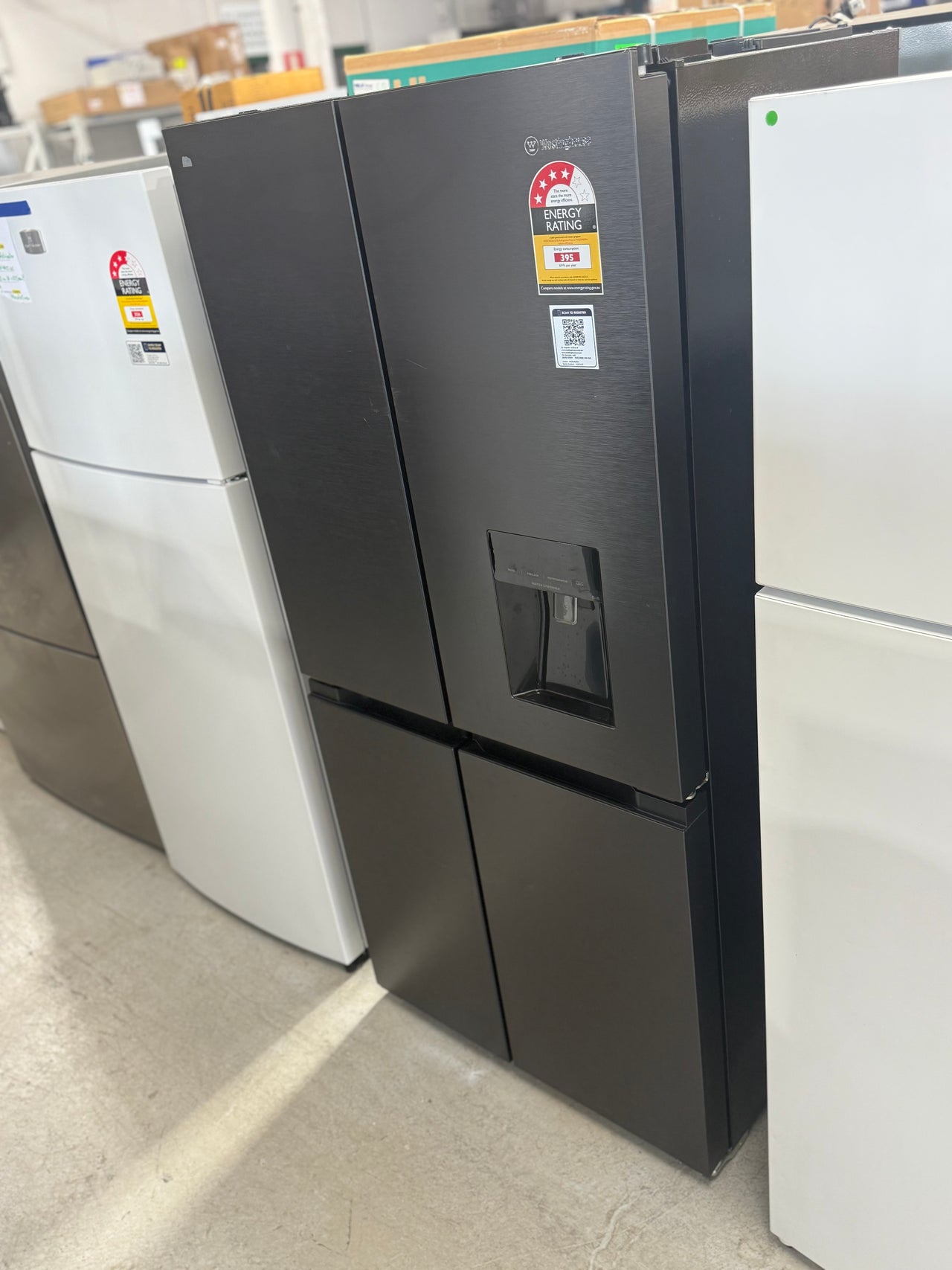 Factory second Westinghouse WQE4960BA – 496L Quad Door Refrigerator (Black) - Second Hand Appliances Geebung