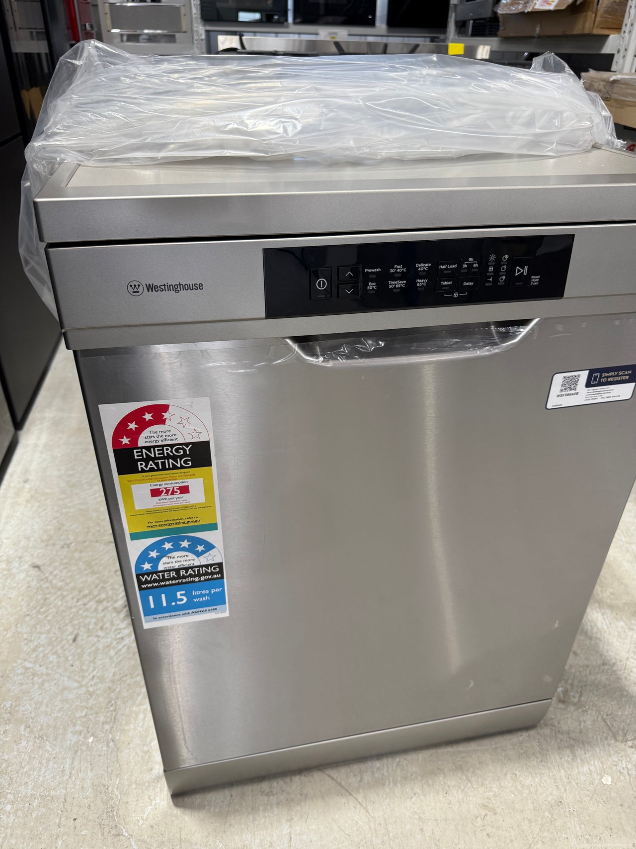 Factory second Westinghouse WSF6604XA 60cm freestanding stainless steel dishwasher - Second Hand Appliances Geebung