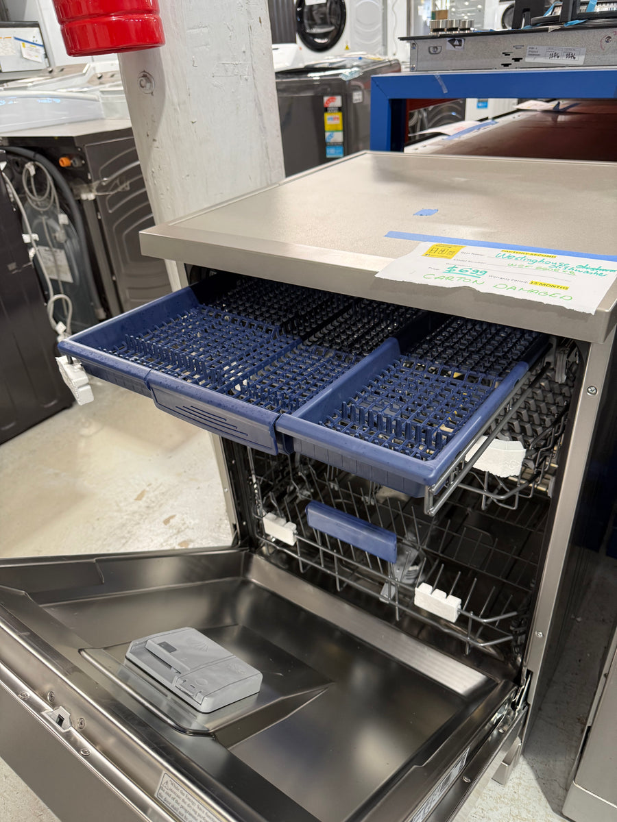 Transportation damaged Westinghouse WSF6606XB 60cm Stainless Steel Freestanding Dishwasher - Second Hand Appliances Geebung