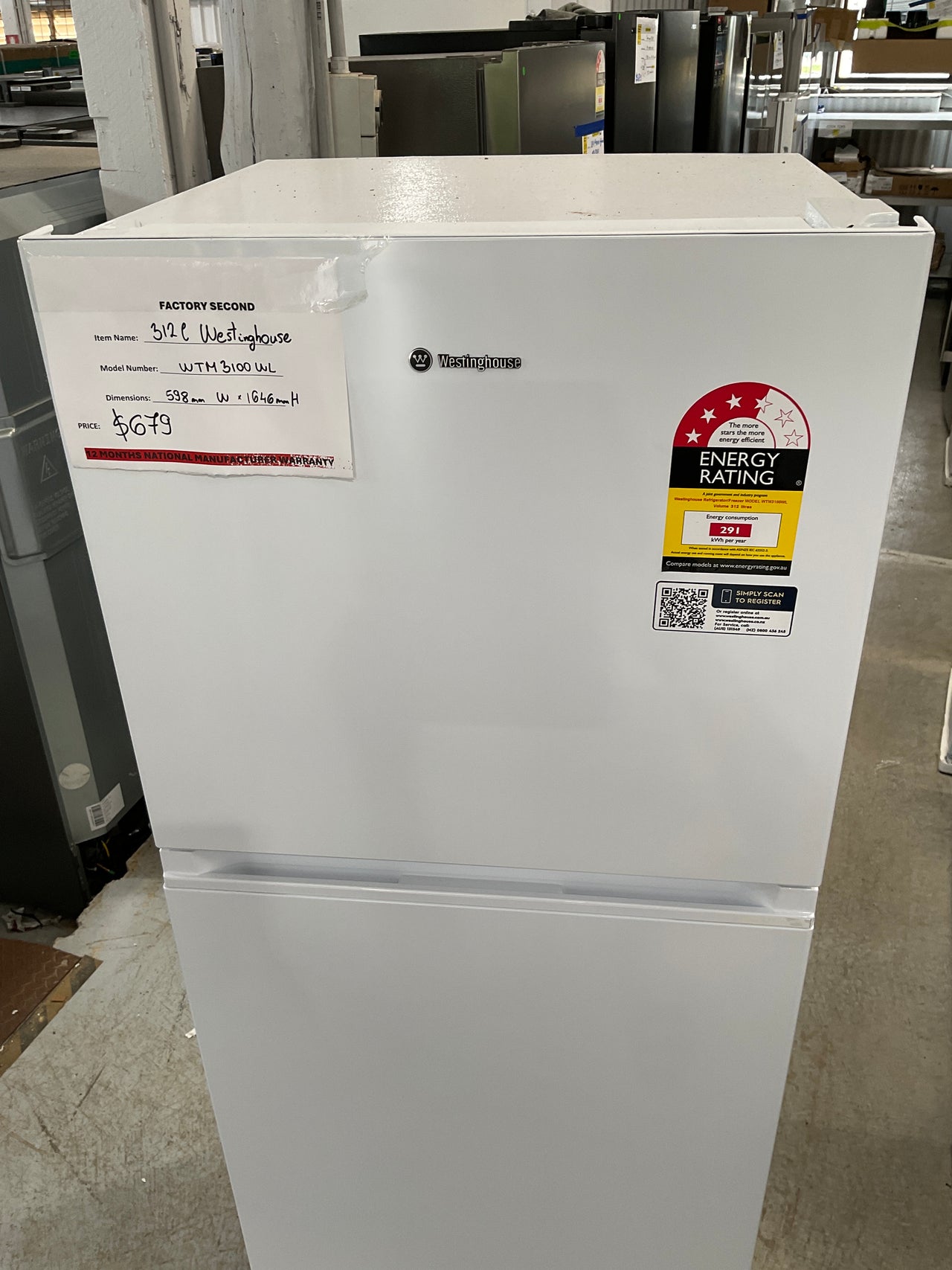 Buy Factory second Westinghouse WTM3100WL-X 312L Top Mount Refrigerator – White(NAT) |  | [product_variant] | Second Hand Appliances Geebung Brisbane