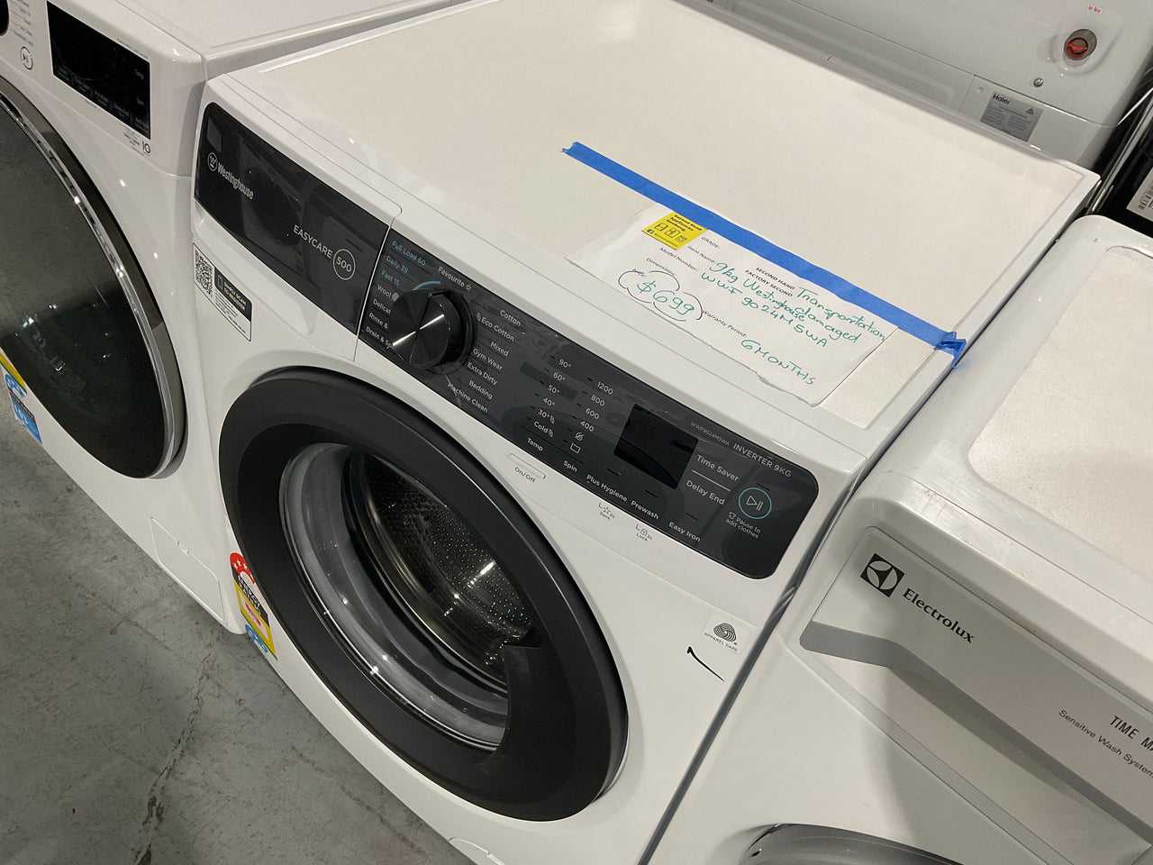 Transportation damaged Westinghouse WWF9024M5WA 9kg EasyCare Front Load Washer - Second Hand Appliances Geebung