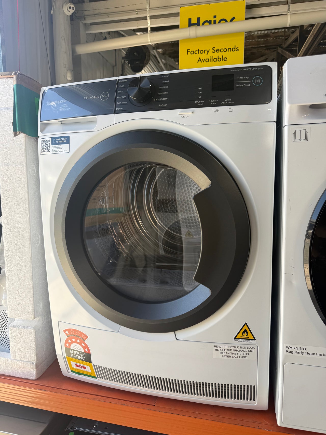 Factory second Westinghouse 8kg EasyCare 500 Heat Pump Dryer (WDH804N7WA)&nbsp; - Second Hand Appliances Geebung