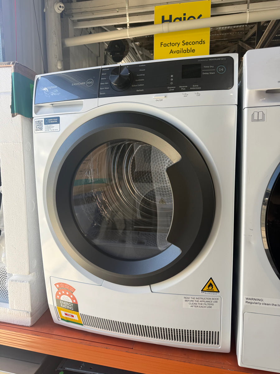 Factory second Westinghouse 8kg EasyCare 500 Heat Pump Dryer (WDH804N7WA)&nbsp; - Second Hand Appliances Geebung