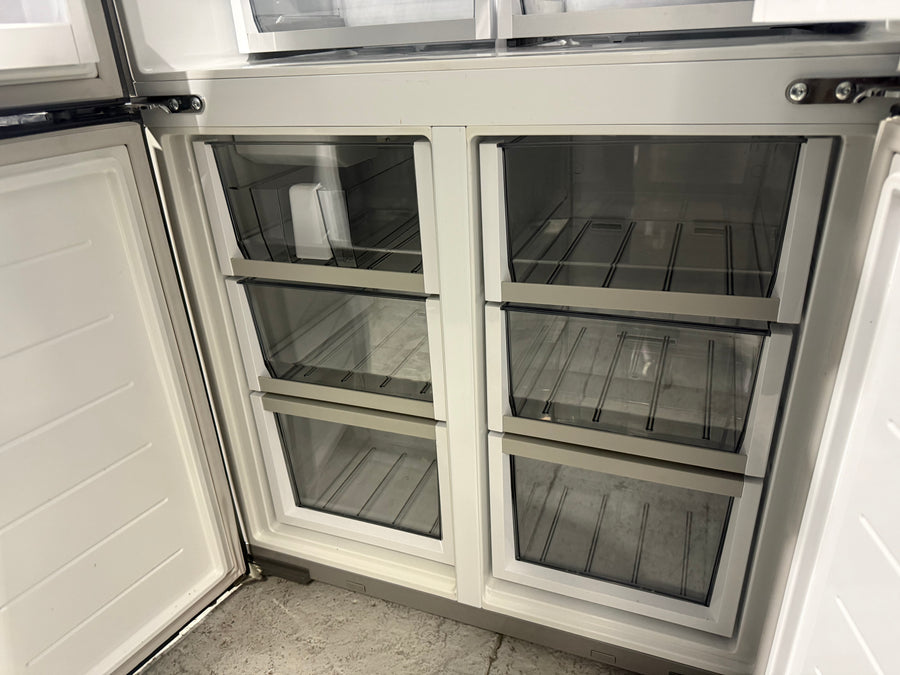 Fisher & Paykel 538L Series 7 Quad Door Refrigerator with Ice & Water – Black Stainless Steel (RF605QDUVB2) - Second Hand Appliances Geebung