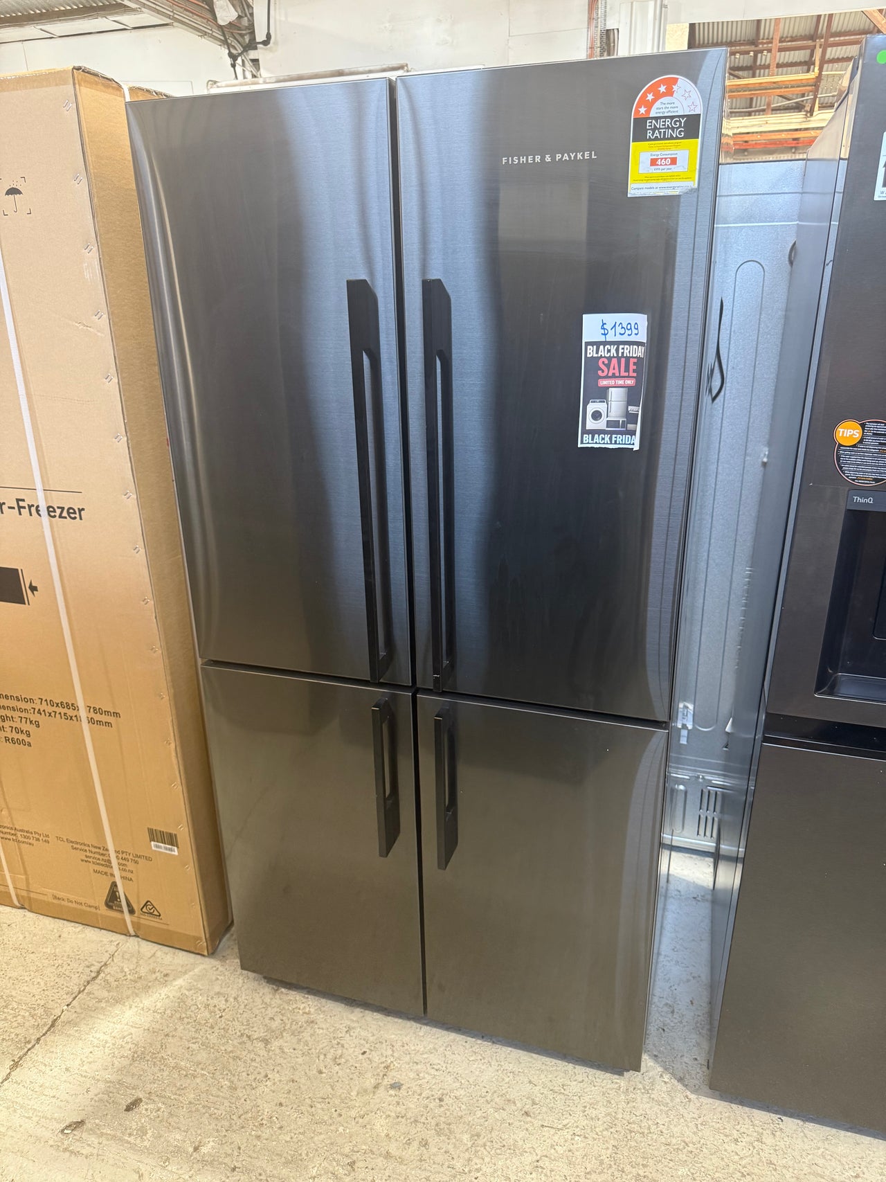 Fisher & Paykel Series 7 538L Quad Door Refrigerator Black Stainless Steel RF605QDVB2 - Second Hand Appliances Geebung