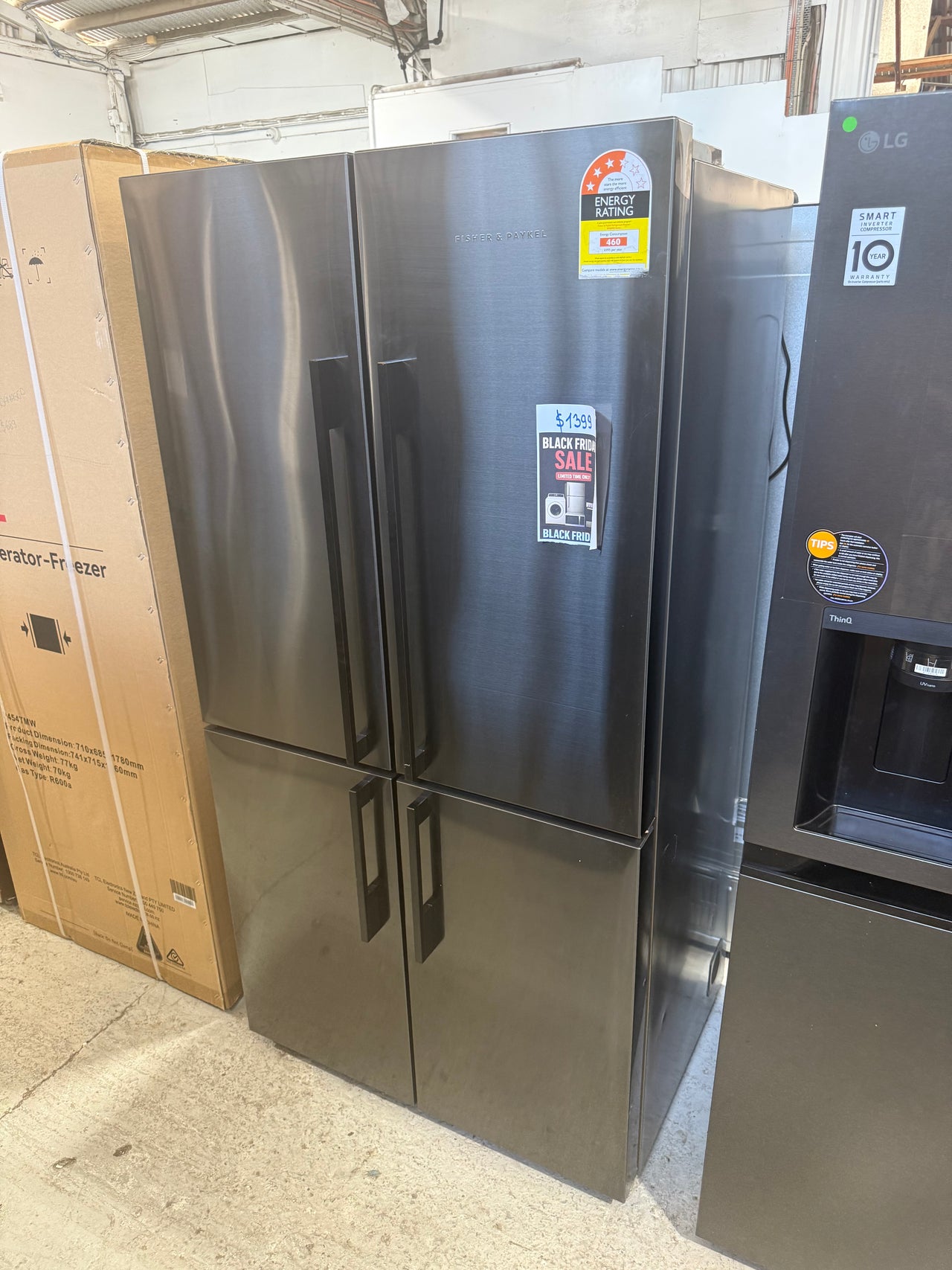 Fisher & Paykel Series 7 538L Quad Door Refrigerator Black Stainless Steel RF605QDVB2 - Second Hand Appliances Geebung