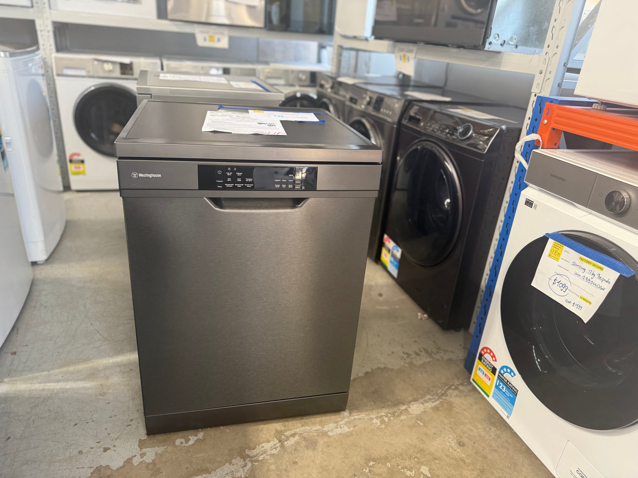 Buy Factory second Westinghouse 60cm Freestanding Dishwasher – Dark Stainless Steel WSF6608KXB |  | [product_variant] | Second Hand Appliances Geebung Brisbane