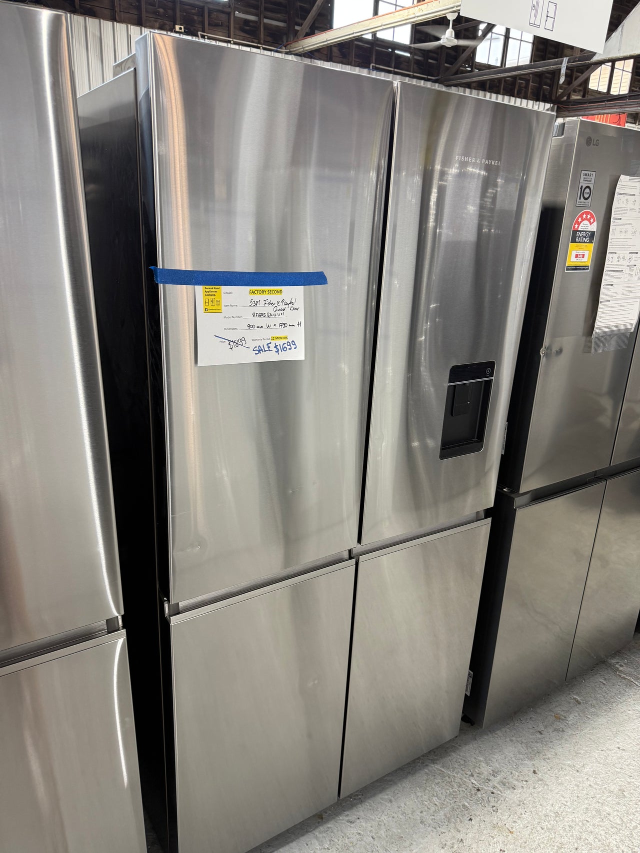Factory second Fisher & Paykel RF605QNUVX1 538-litre quad-door refrigerator-freezer