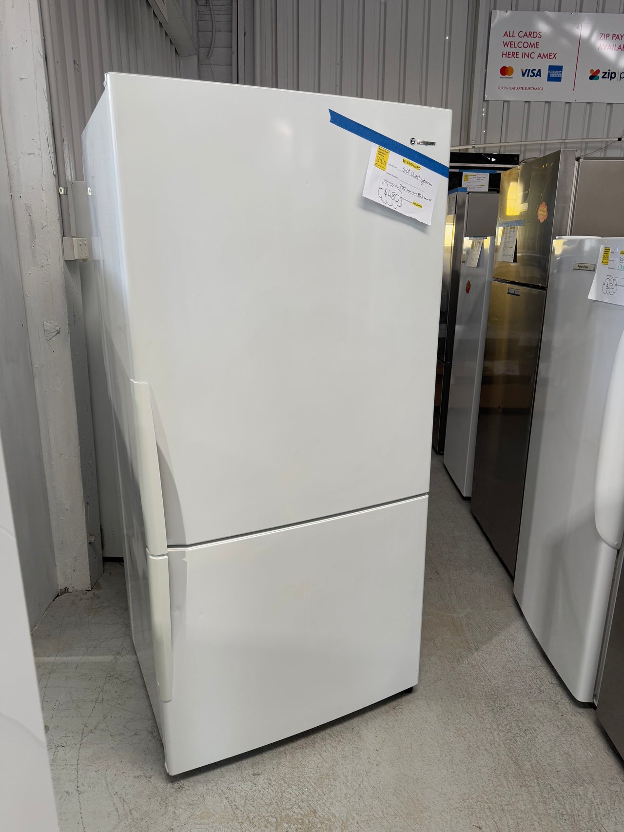 Second hand Westinghouse 510L bottom mount fridge WBM5100WB