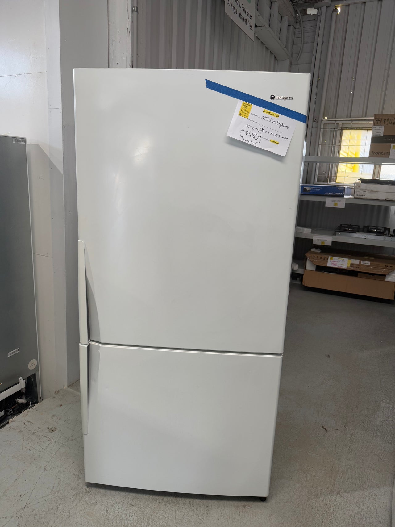 Second hand Westinghouse 510L bottom mount fridge WBM5100WB